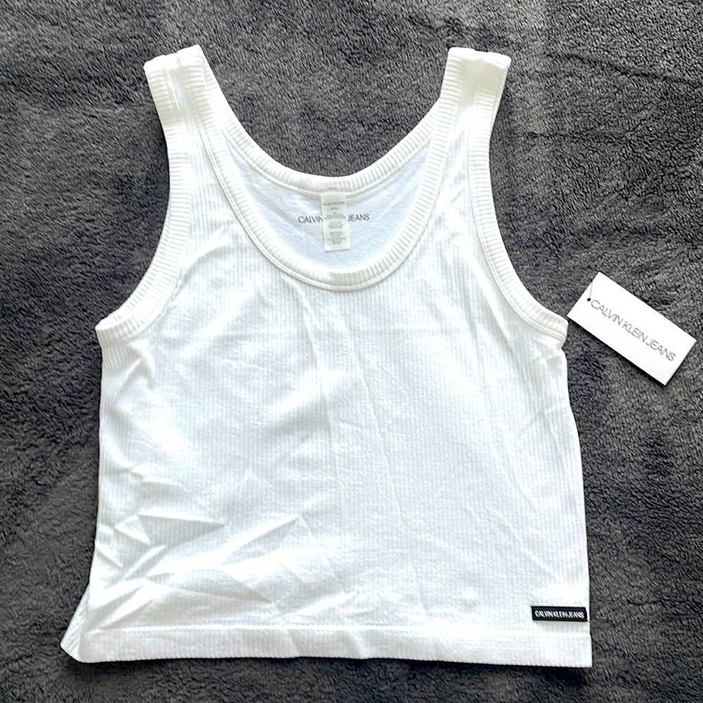 Calvin Klein white crop top in a size small.